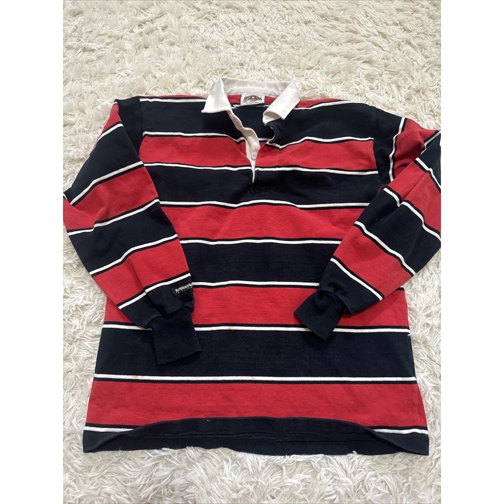 Barbarian Rugby Wear Striped Rugby Shirt Large Heavyweight Polo